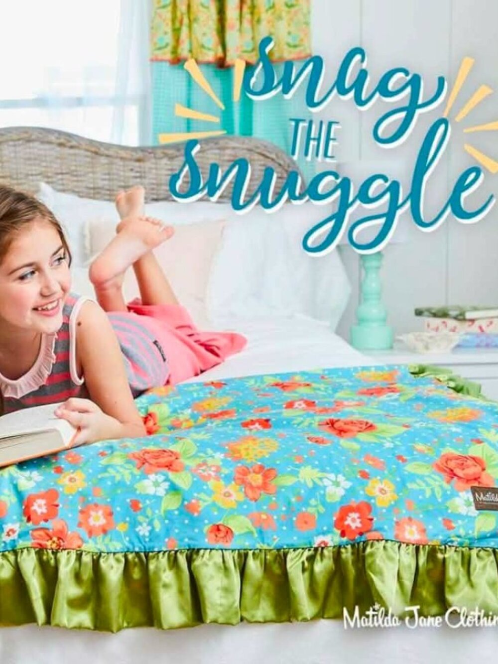 Matilda Jane No Reservations Wish You Were Here Blanket Soft Knit Ruffle Trim
